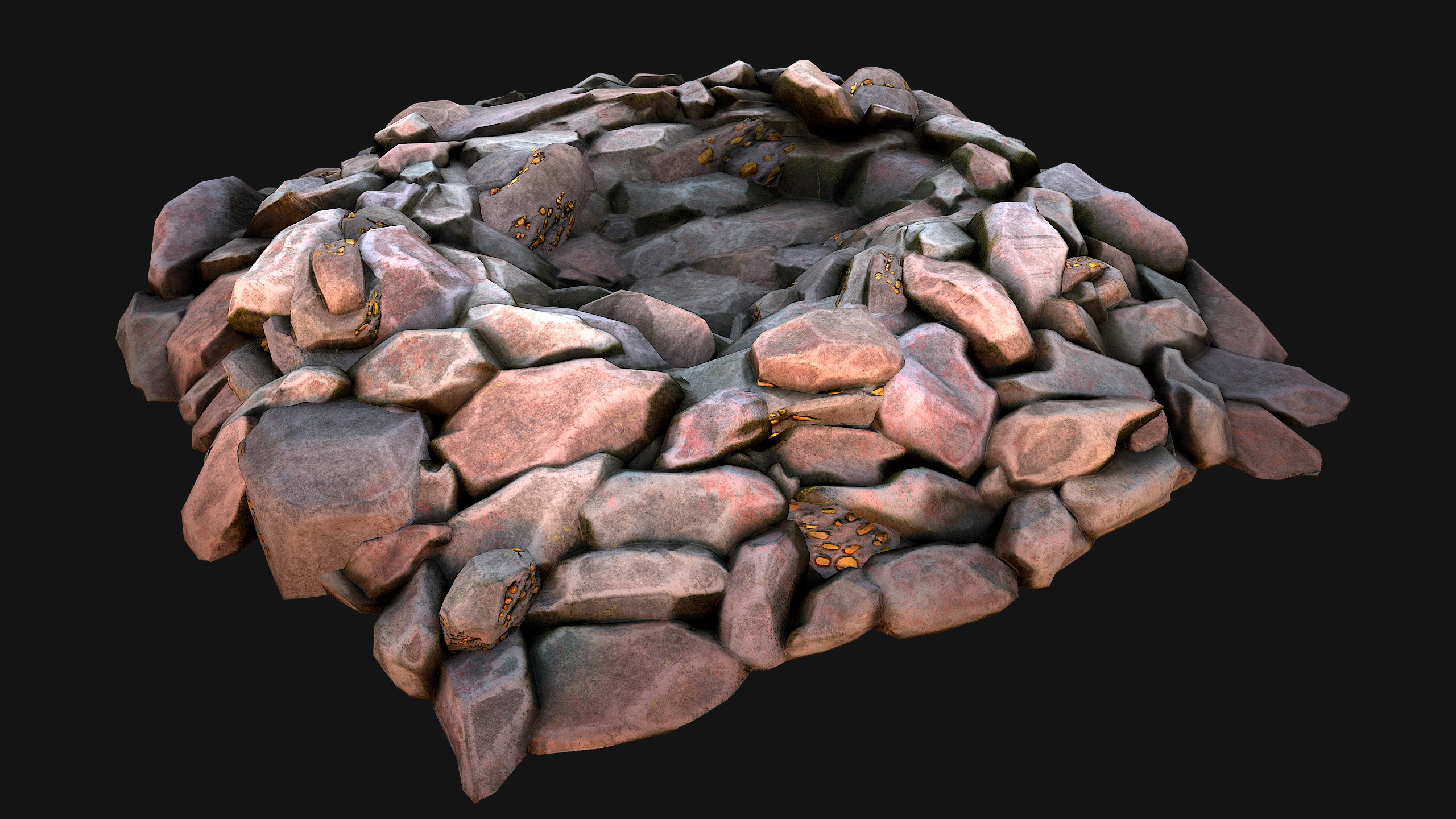 Gold Deposits in the Ground Low-poly 3D model_19