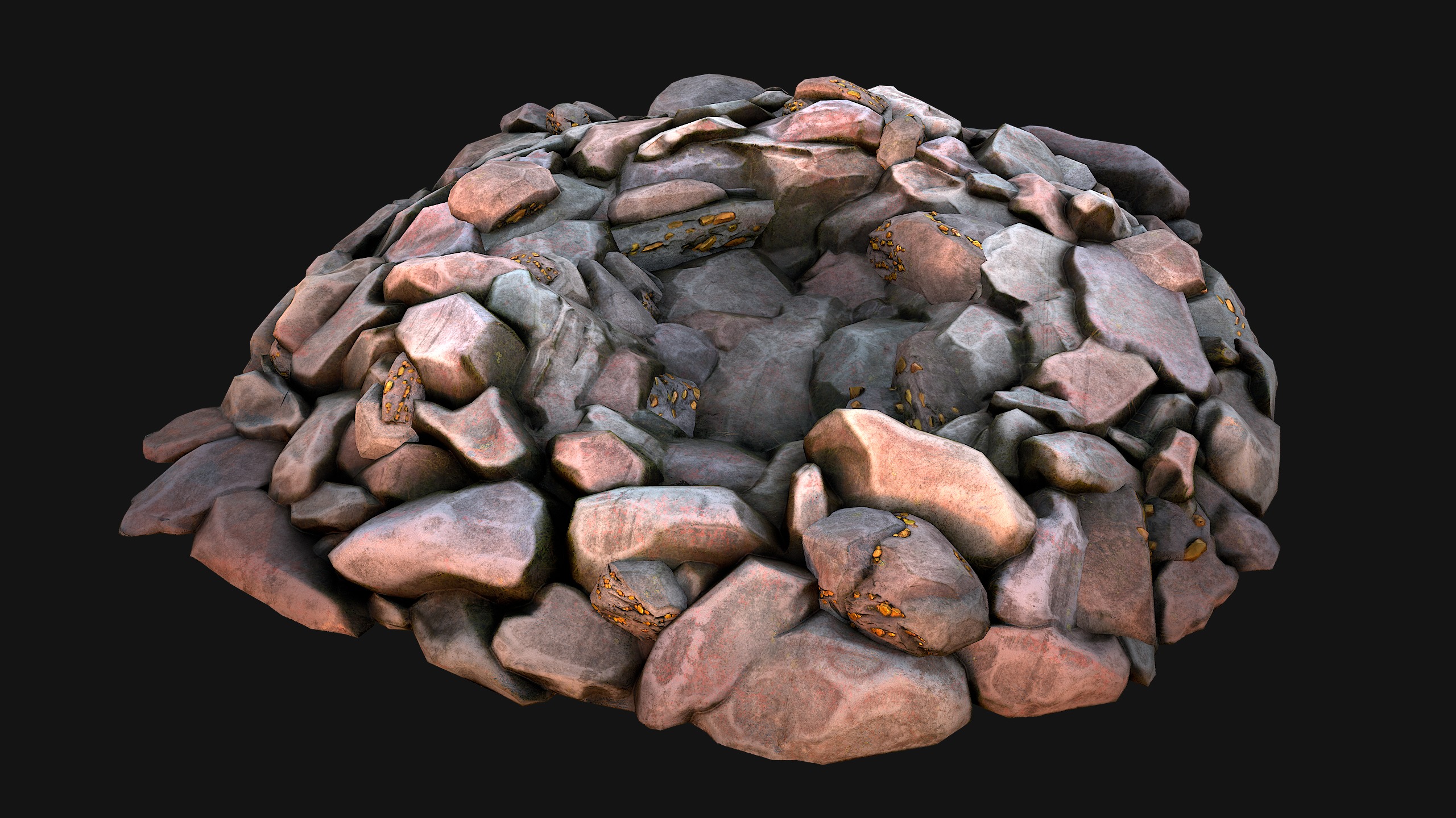 Gold Deposits in the Ground Low-poly 3D model_11