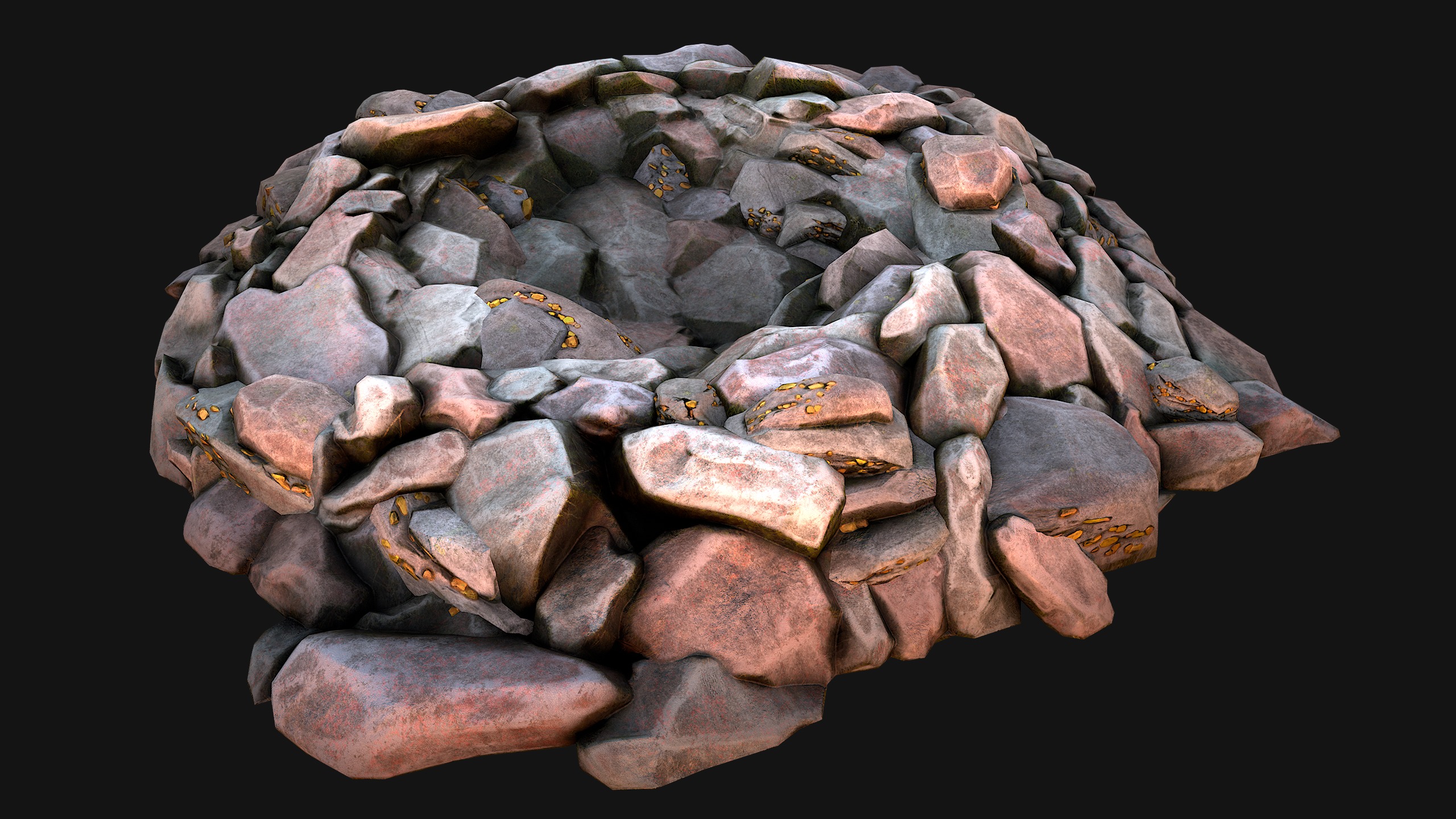 Gold Deposits in the Ground Low-poly 3D model_3