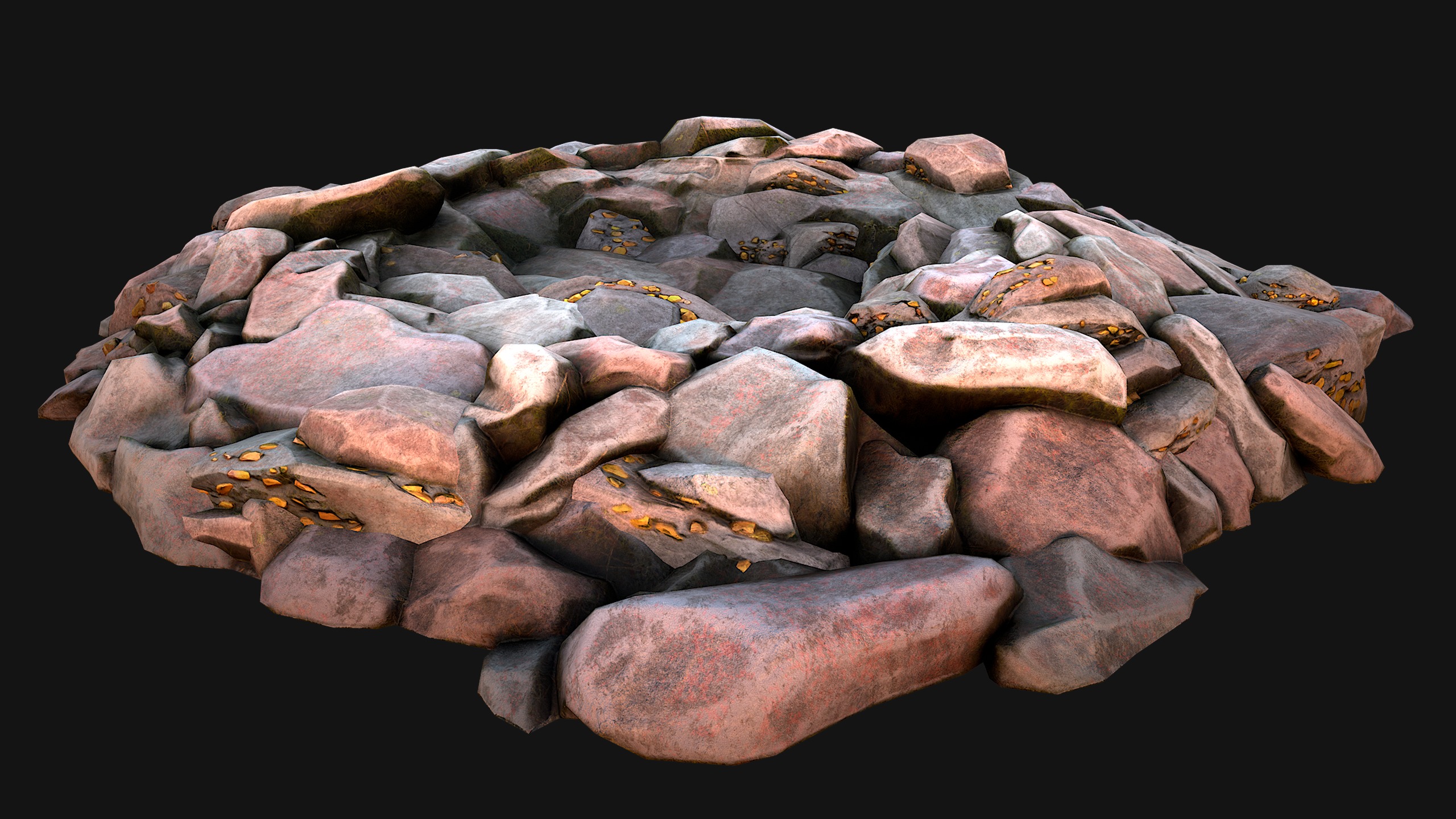 Gold Deposits in the Ground Low-poly 3D model_24