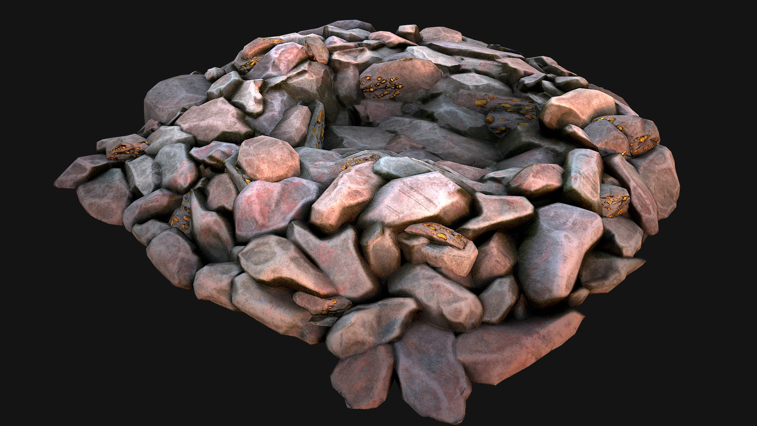 Gold Deposits in the Ground Low-poly 3D model_21