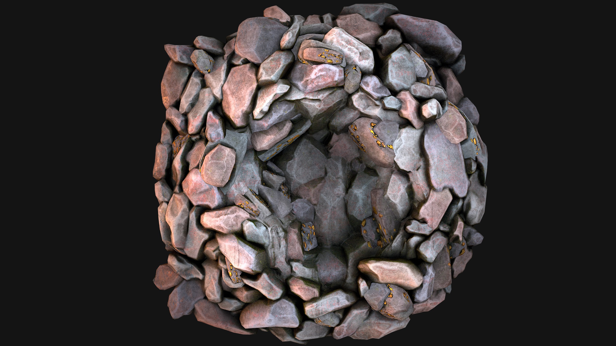 Gold Deposits in the Ground Low-poly 3D model_22