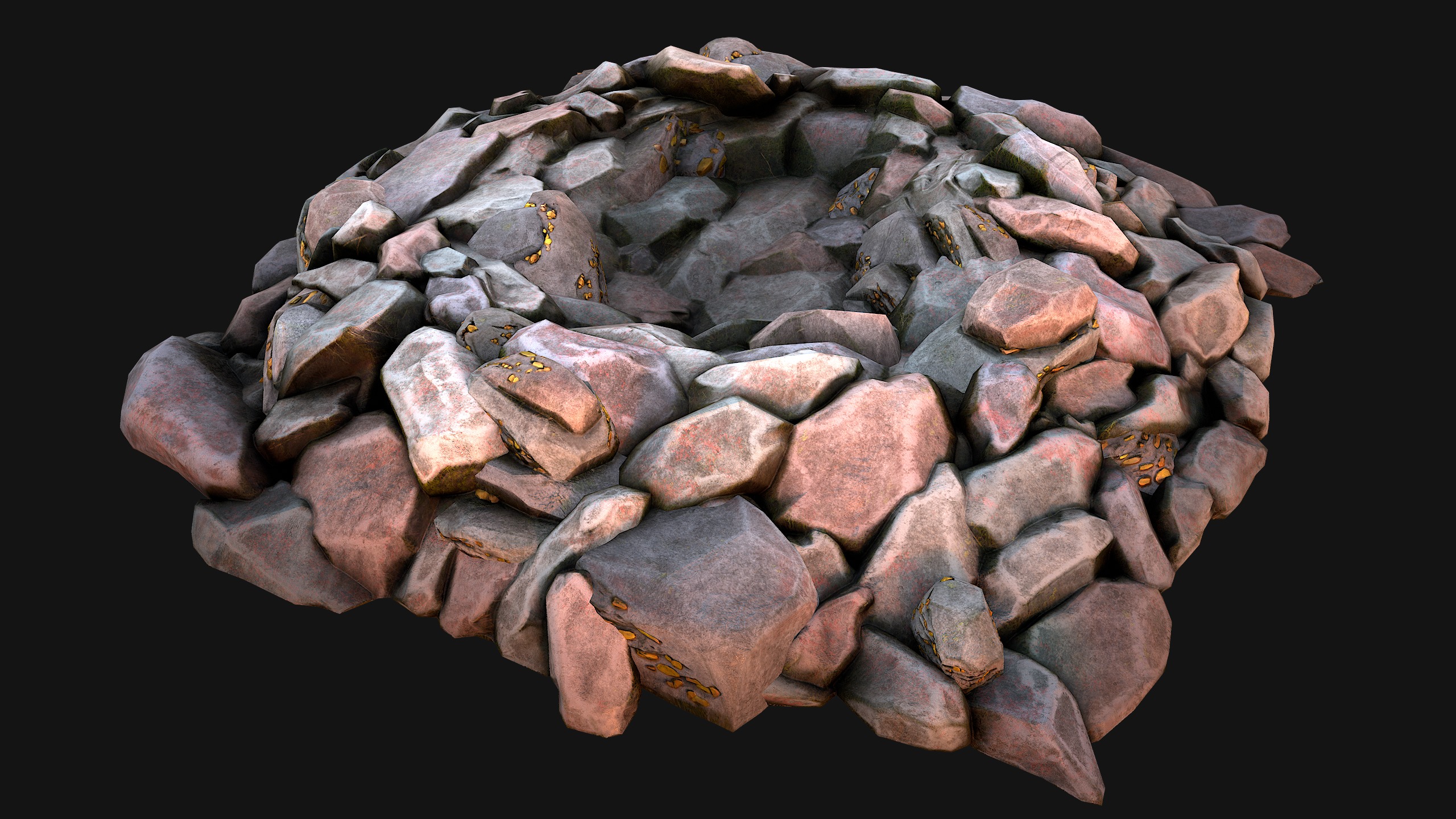 Gold Deposits in the Ground Low-poly 3D model_5