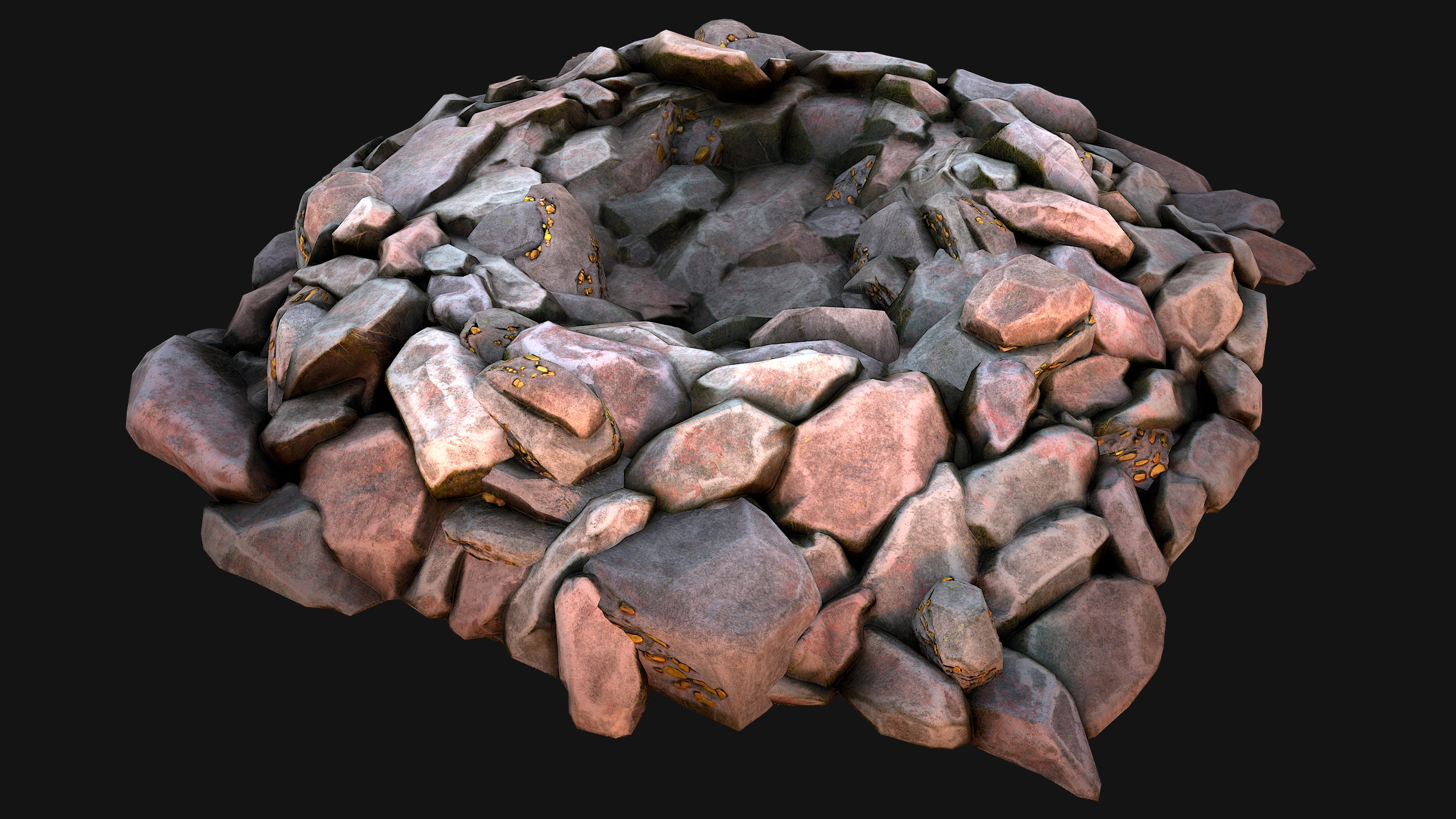 Gold Deposits in the Ground Low-poly 3D model_18