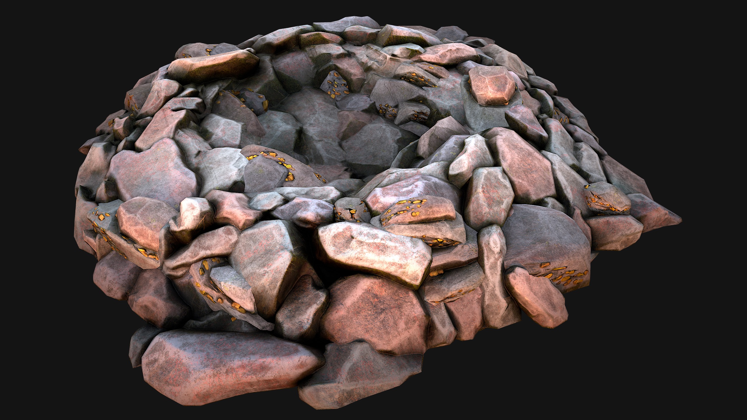 Gold Deposits in the Ground Low-poly 3D model_16