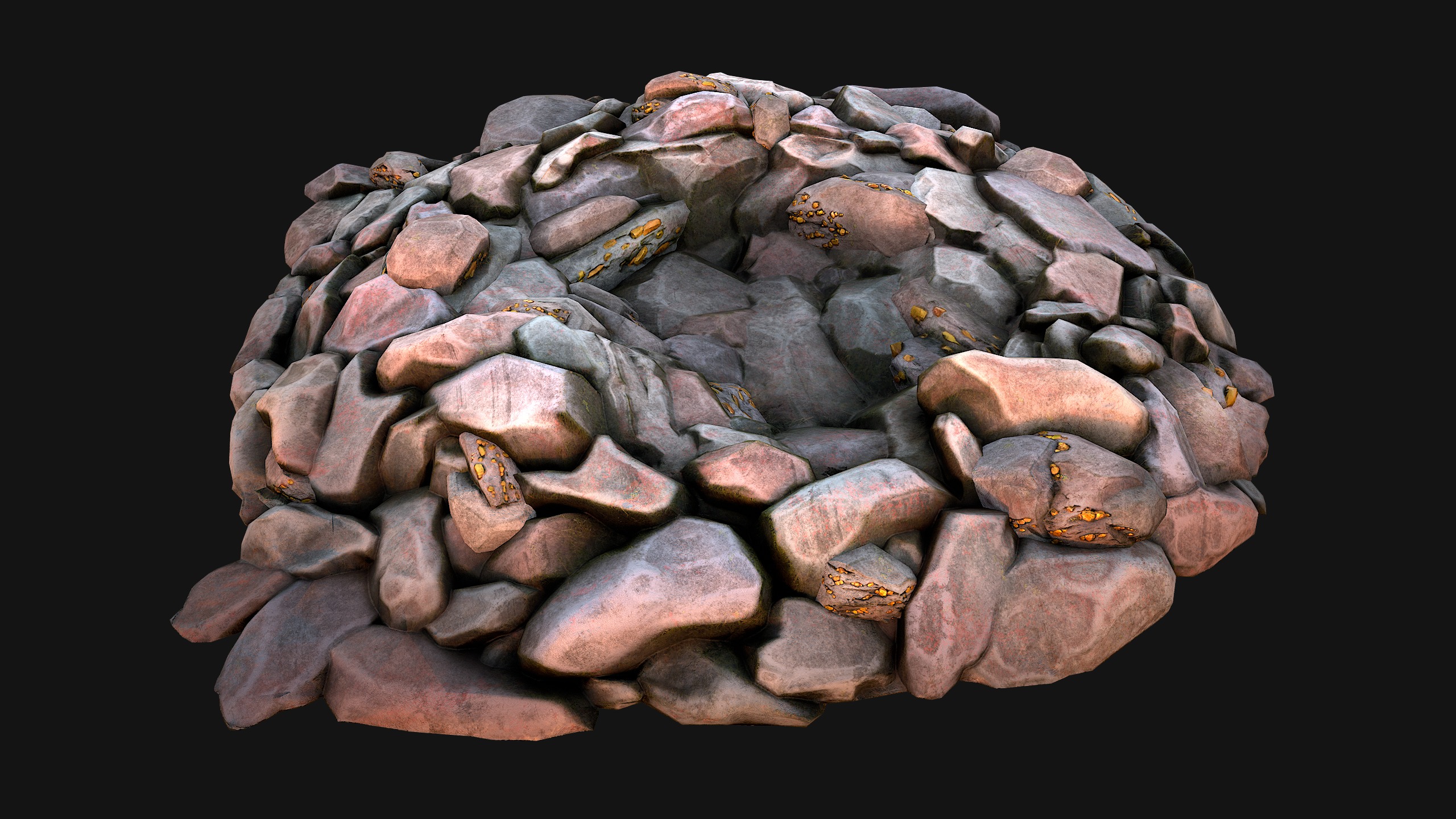 Gold Deposits in the Ground Low-poly 3D model_10