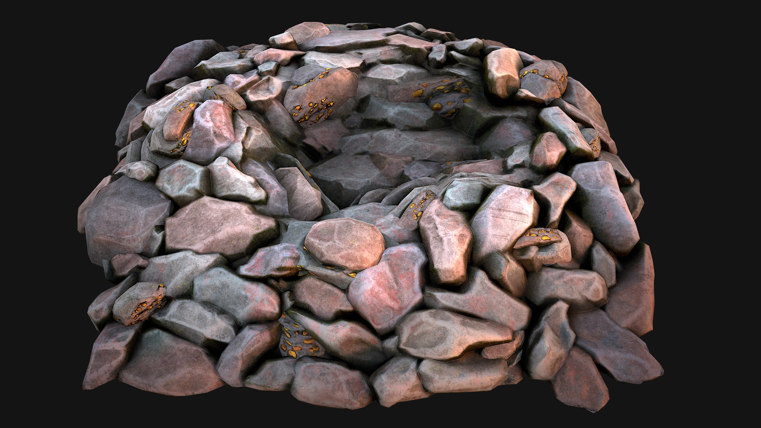 Gold Deposits in the Ground Low-poly 3D model_20