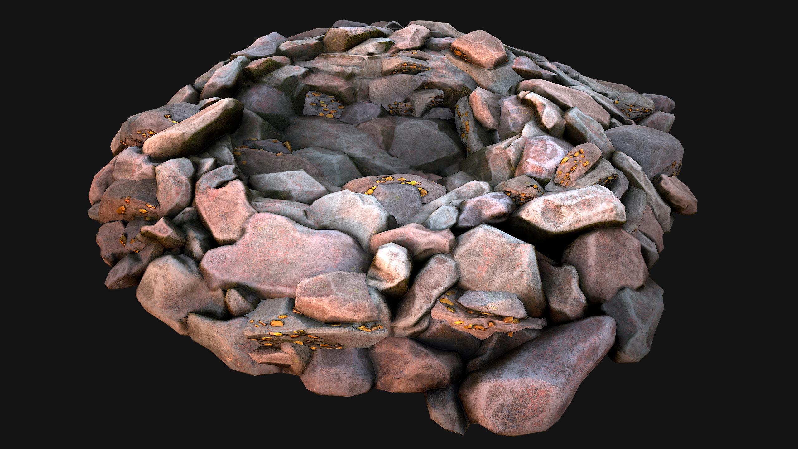 Gold Deposits in the Ground Low-poly 3D model_15