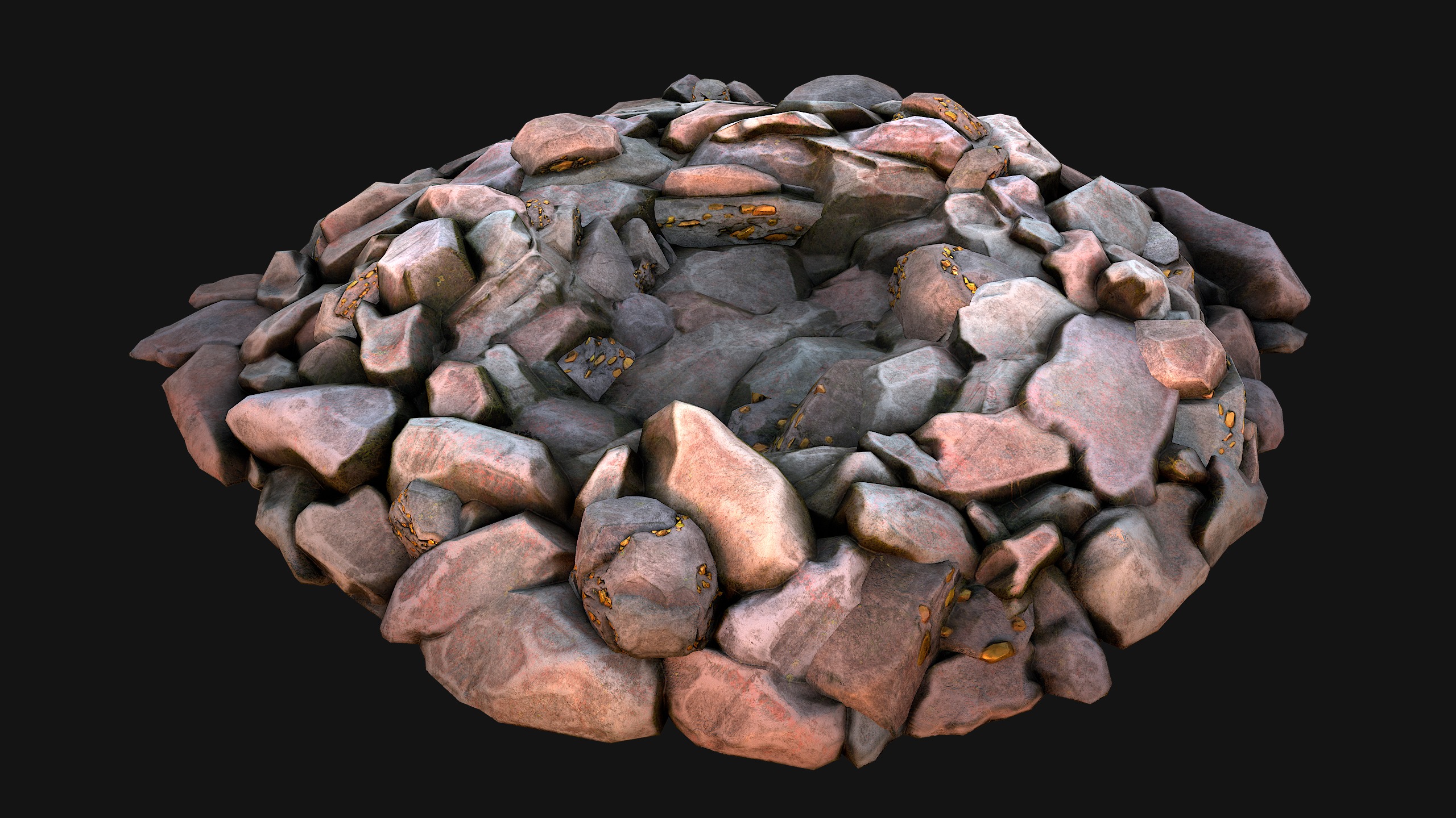 Gold Deposits in the Ground Low-poly 3D model_12