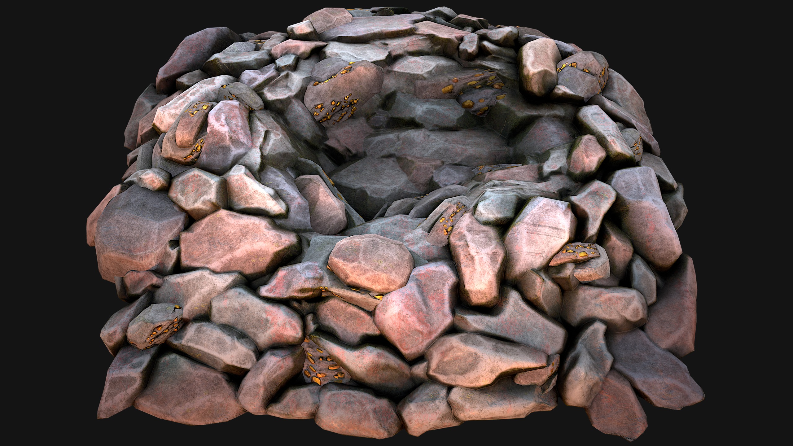 Gold Deposits in the Ground Low-poly 3D model_25