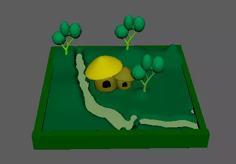 A small environment Low-poly 3D model_0