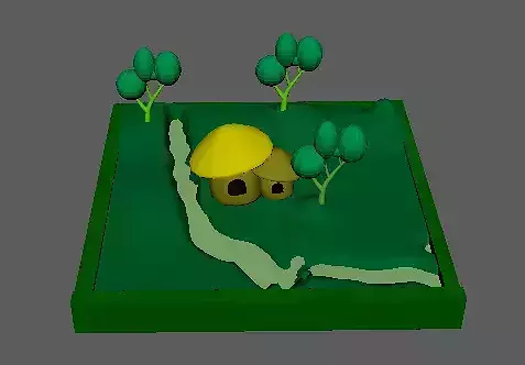 A small environment Low-poly 3D model