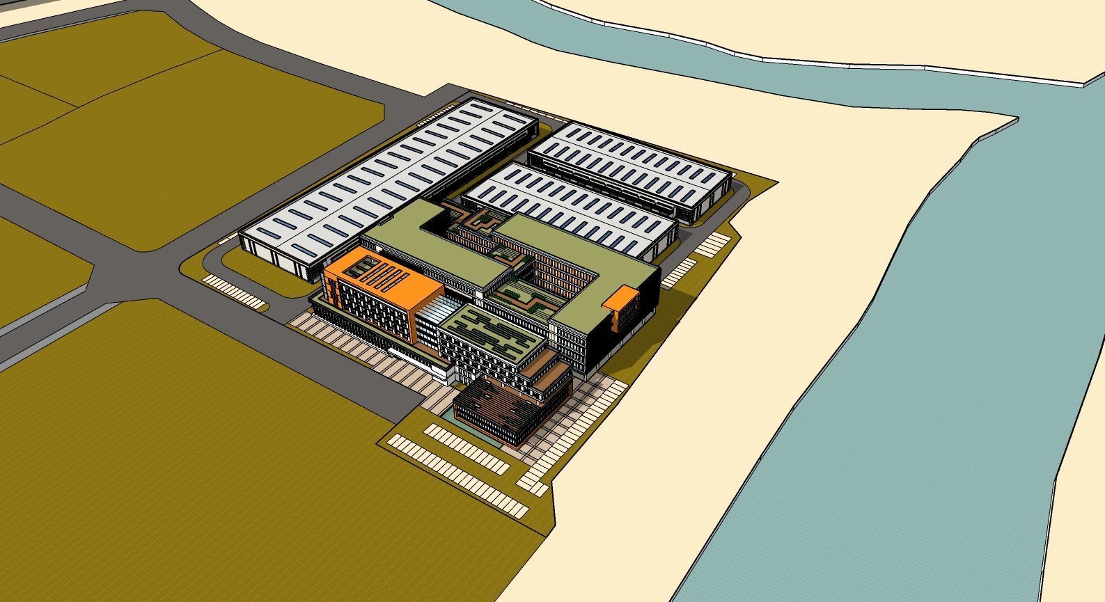 Factory Building Architectural Proposal - Luminous Gridwork 3D model_14