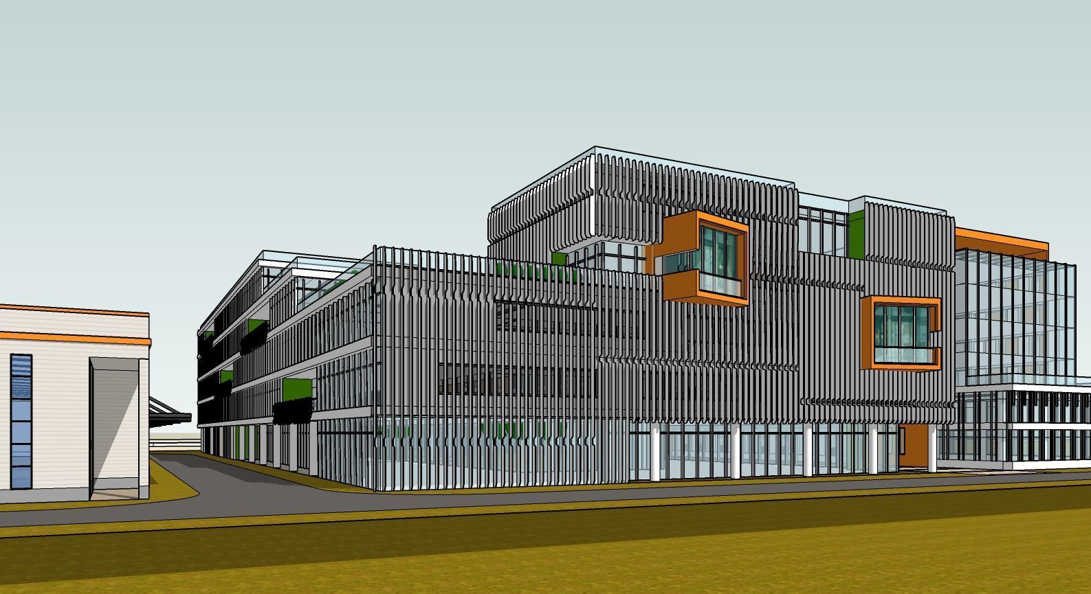 Factory Building Architectural Proposal - Luminous Gridwork 3D model_17