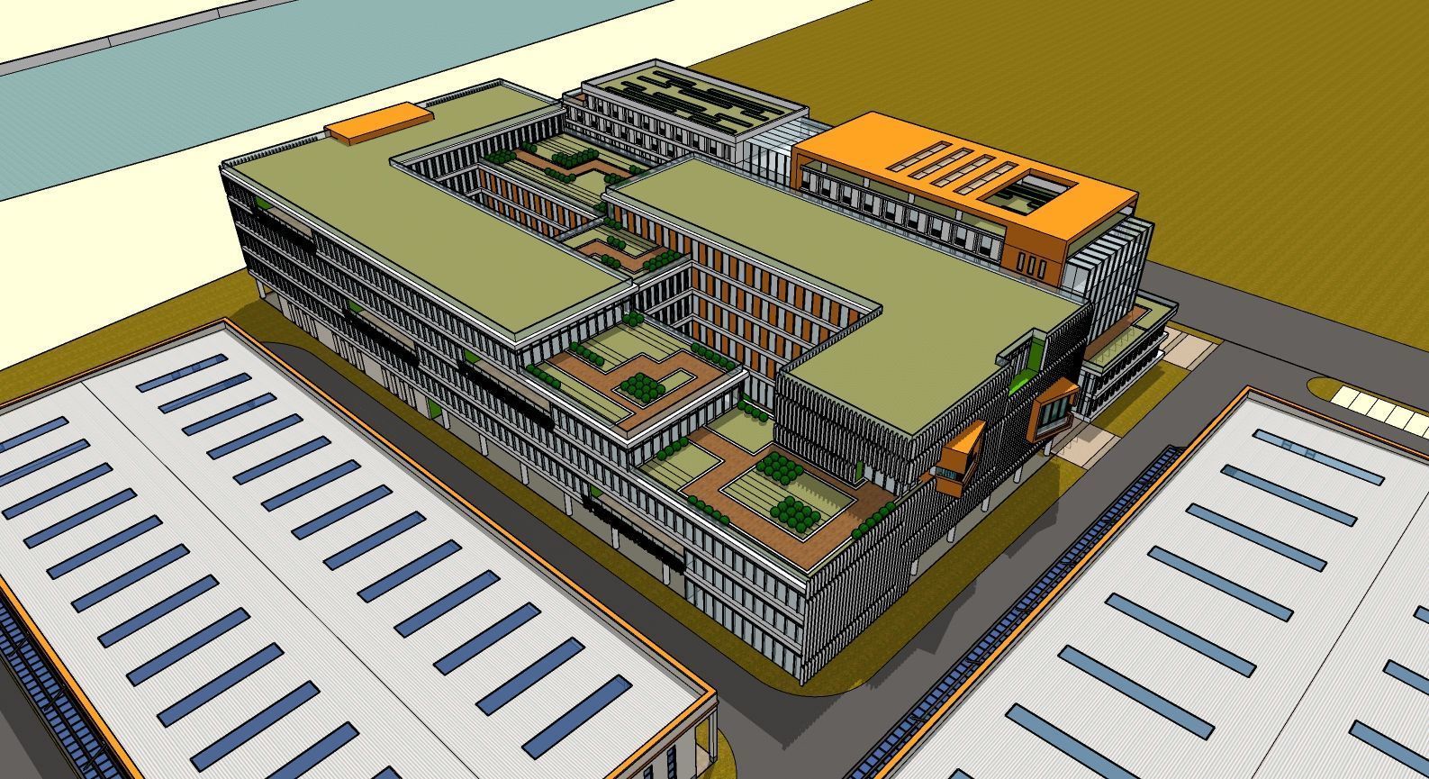 Factory Building Architectural Proposal - Luminous Gridwork 3D model_19