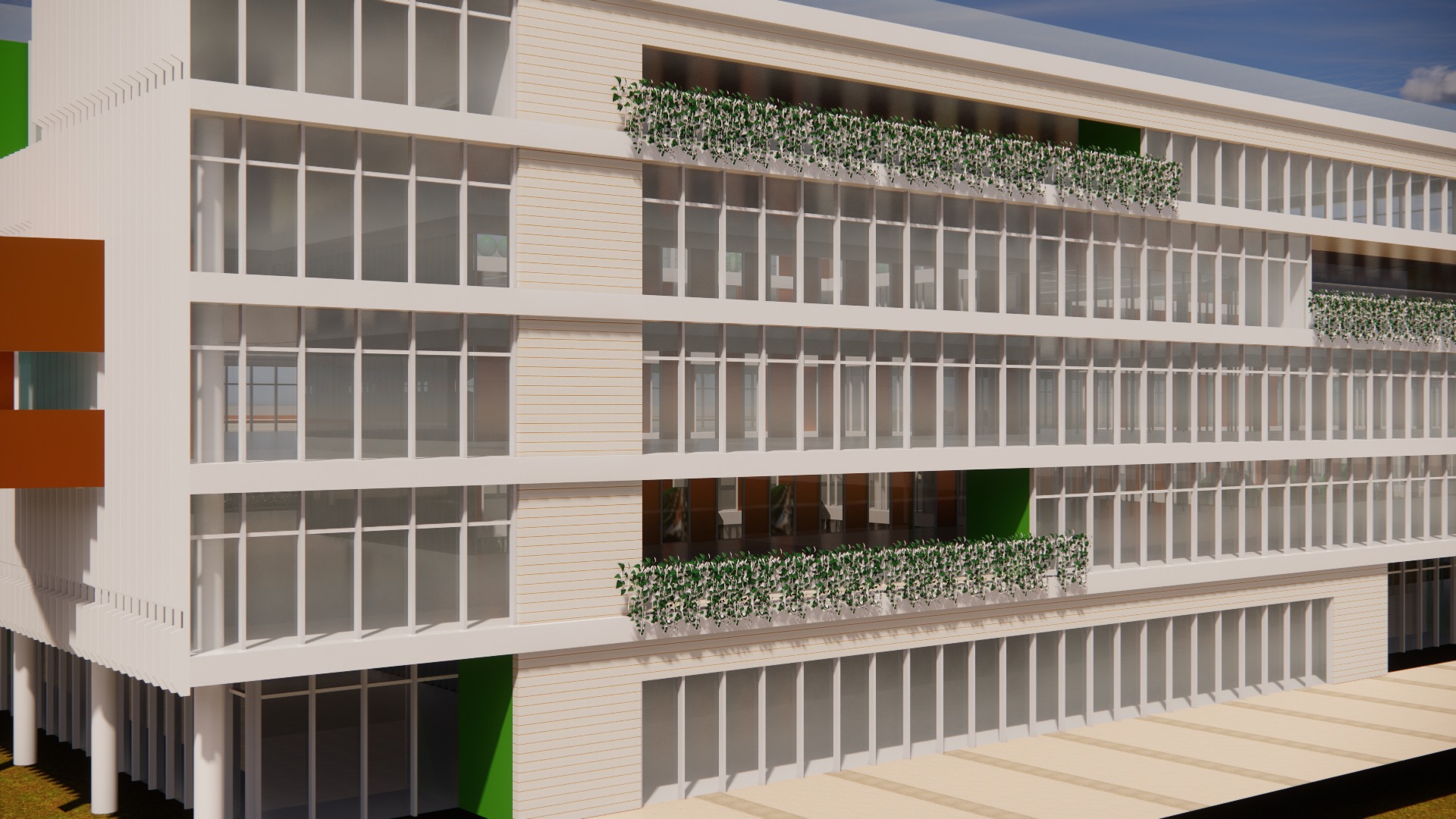 Factory Building Architectural Proposal - Luminous Gridwork 3D model_8