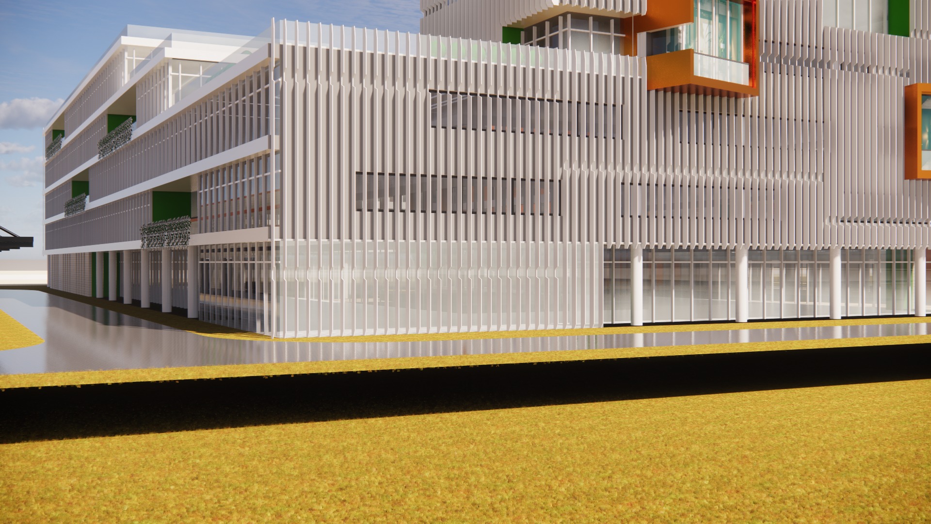 Factory Building Architectural Proposal - Luminous Gridwork 3D model_7