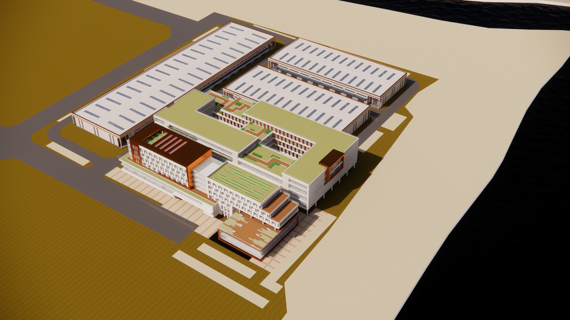 Factory Building Architectural Proposal - Luminous Gridwork 3D model_4