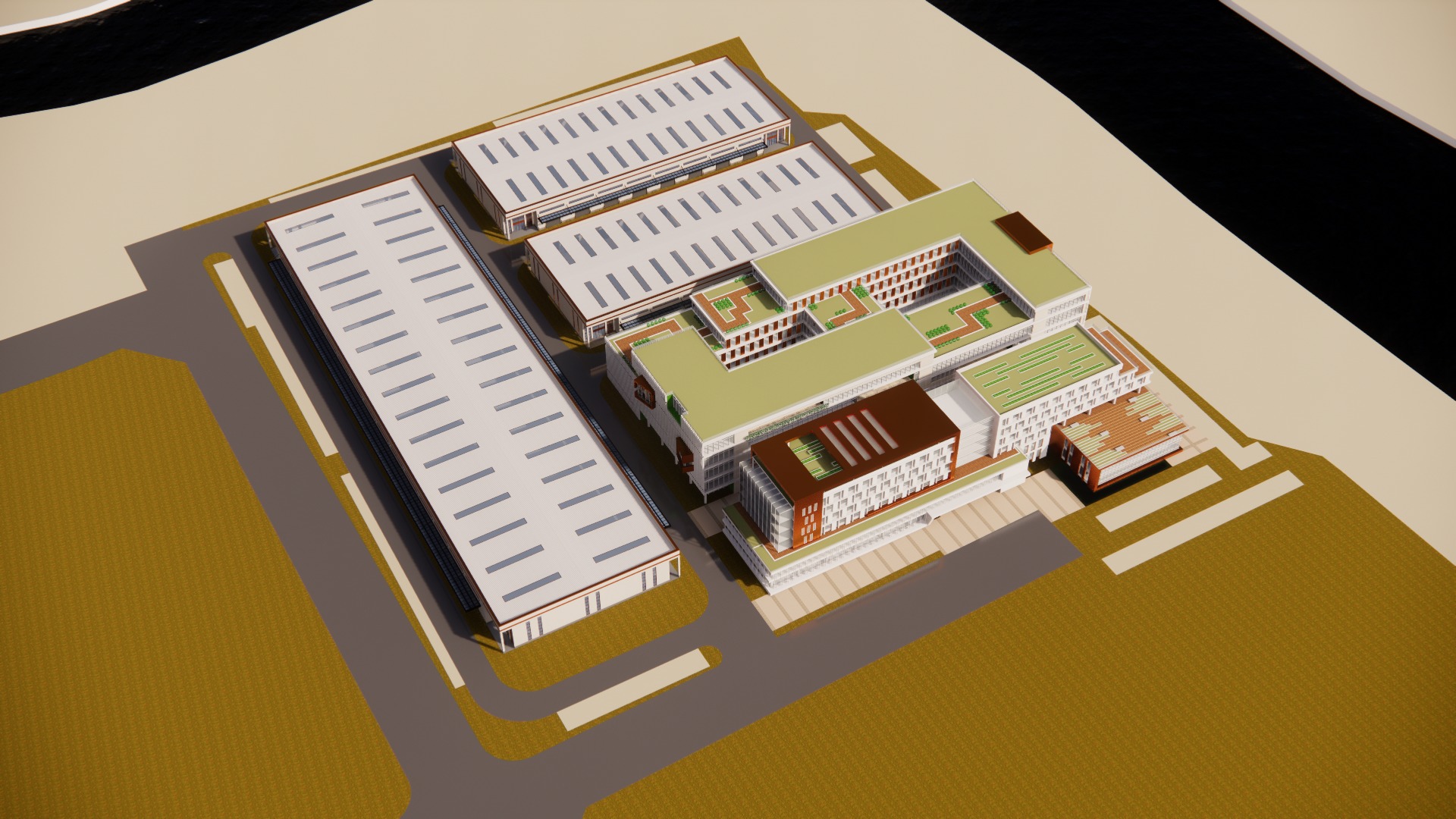 Factory Building Architectural Proposal - Luminous Gridwork 3D model_2