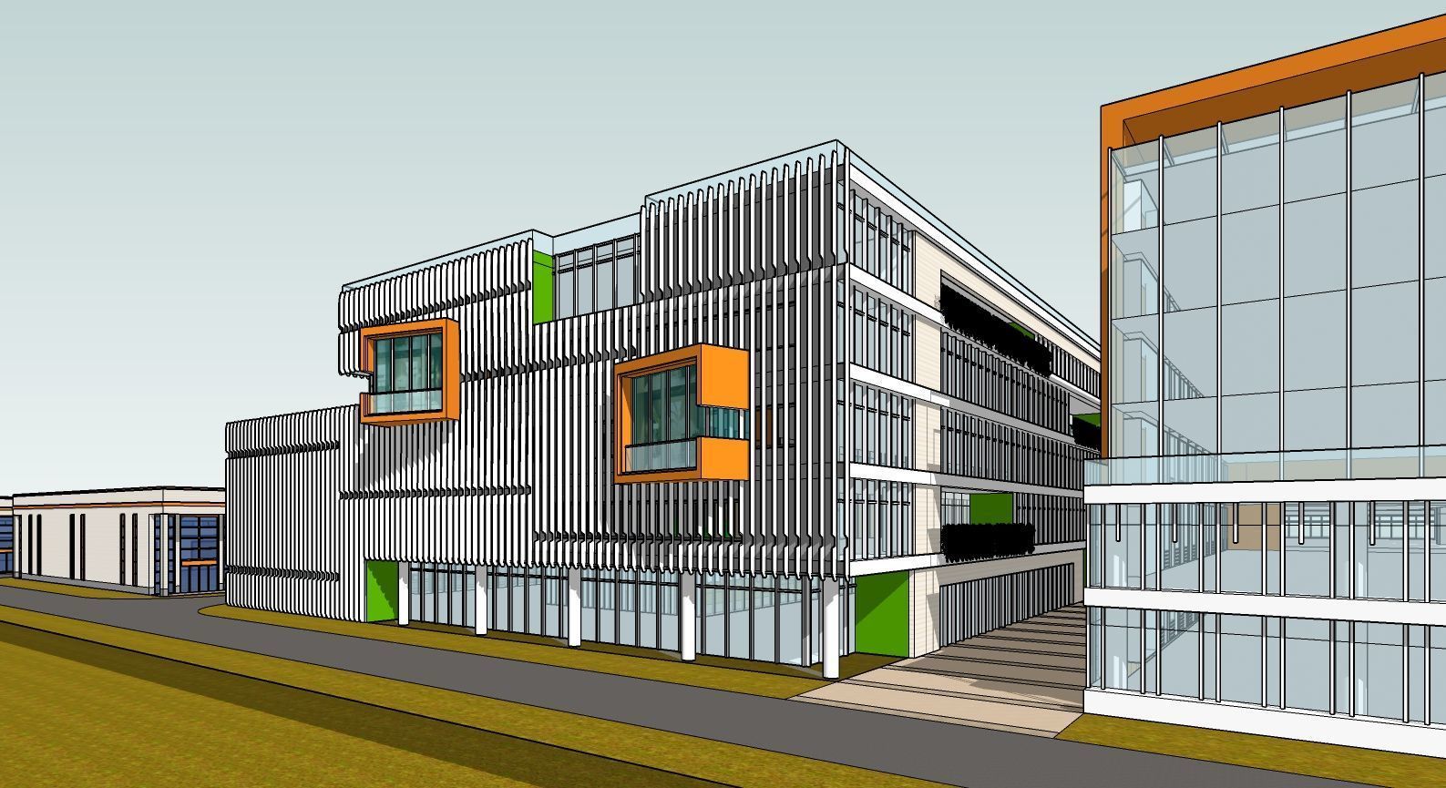 Factory Building Architectural Proposal - Luminous Gridwork 3D model_13