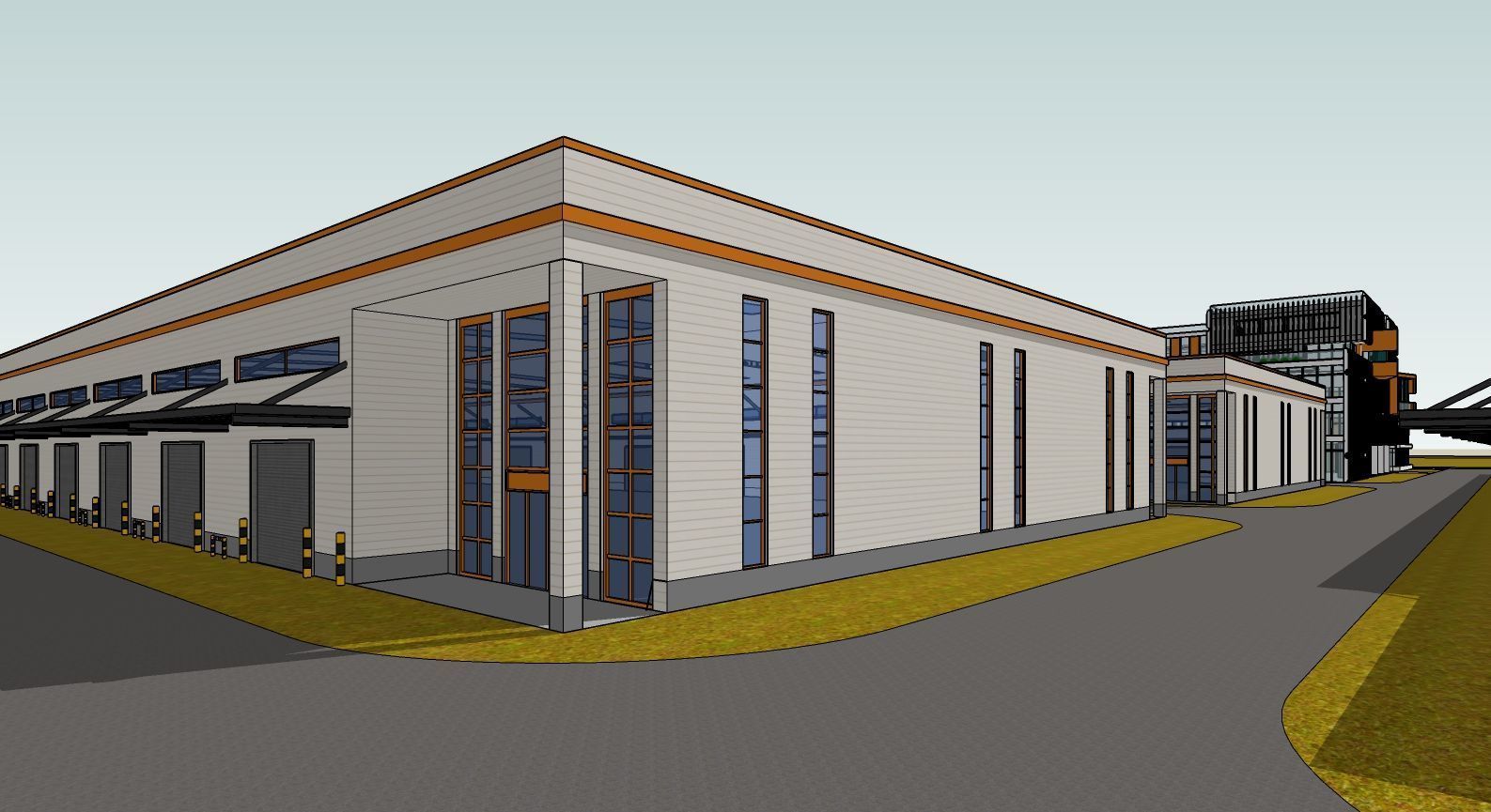 Factory Building Architectural Proposal - Luminous Gridwork 3D model_16