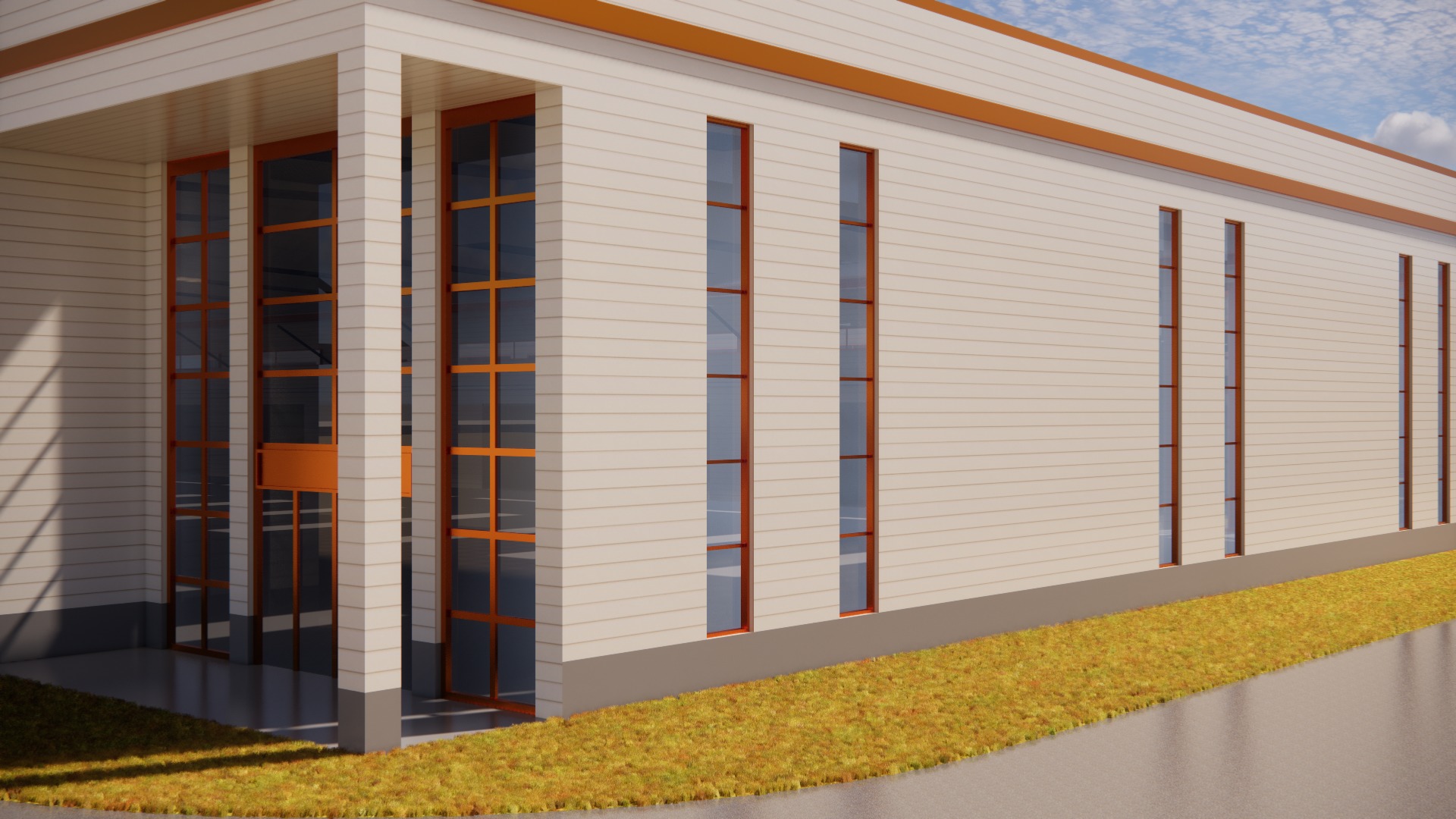 Factory Building Architectural Proposal - Luminous Gridwork 3D model_6