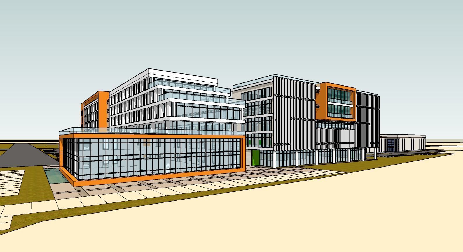 Factory Building Architectural Proposal - Luminous Gridwork 3D model_11