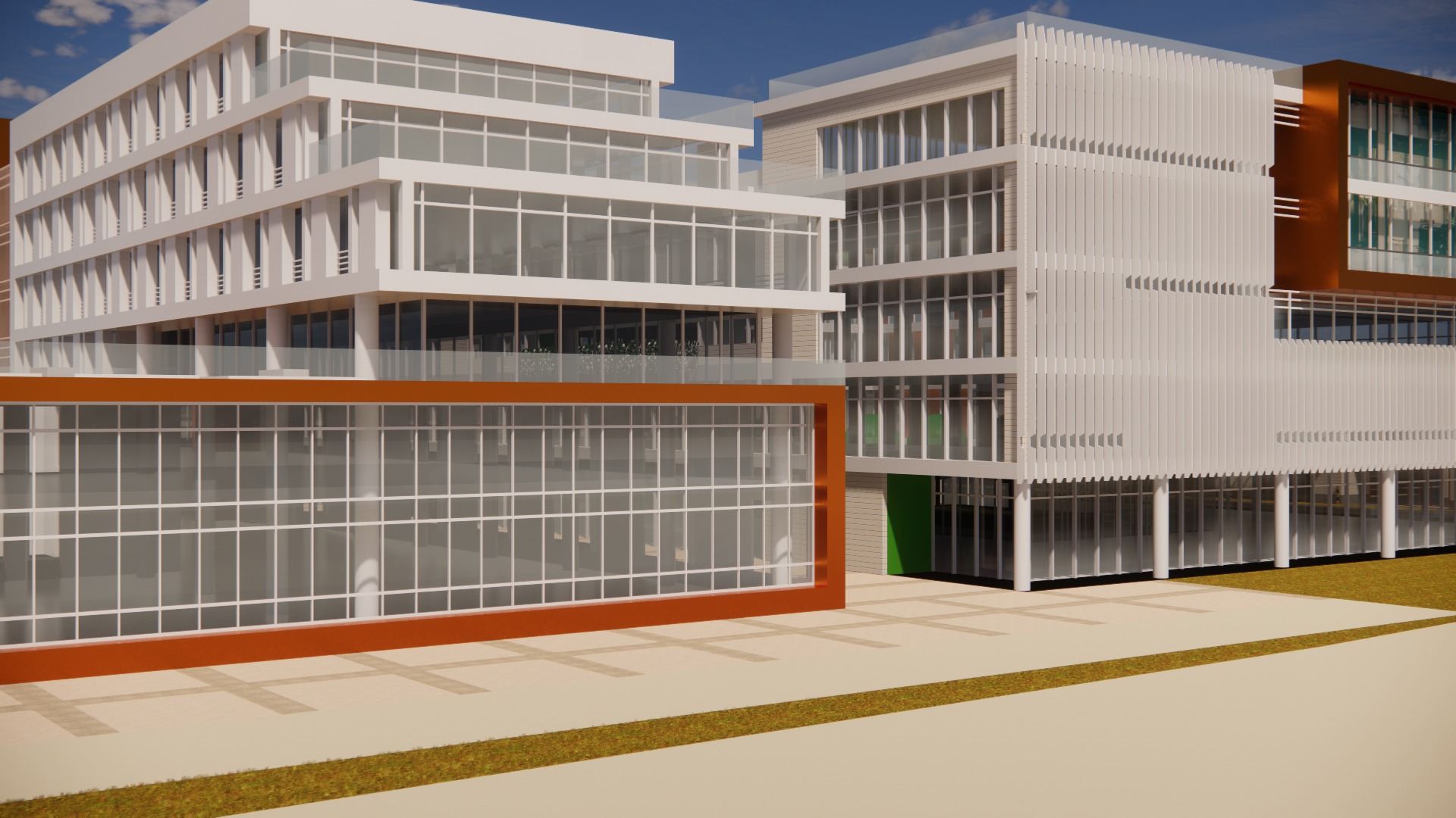 Factory Building Architectural Proposal - Luminous Gridwork 3D model_1