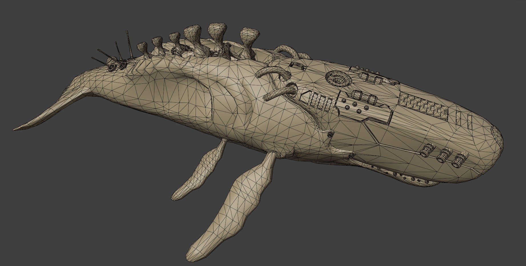 BioMech Whale Production Ready Low-poly 3D model_4