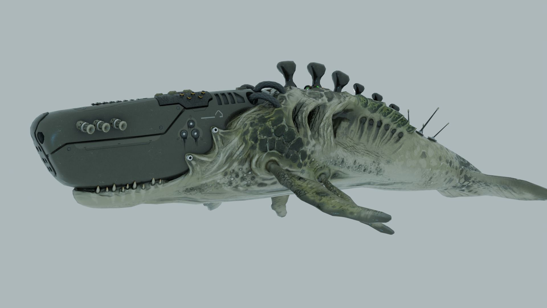 BioMech Whale Production Ready Low-poly 3D model_2