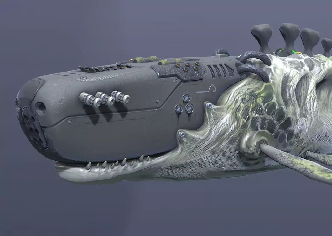 BioMech Whale Production Ready Low-poly 3D model_0