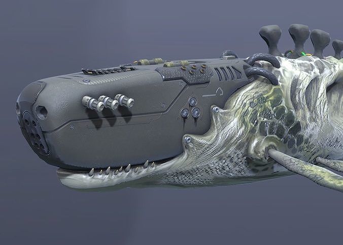 BioMech Whale Production Ready Low-poly 3D model