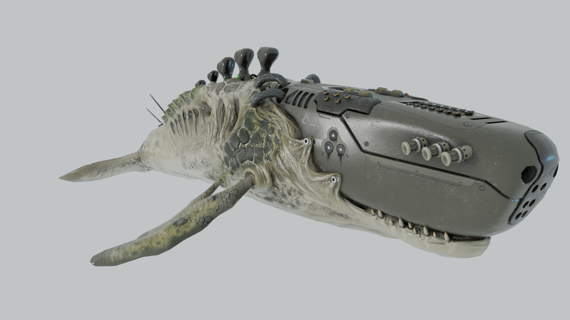 BioMech Whale Production Ready Low-poly 3D model_3