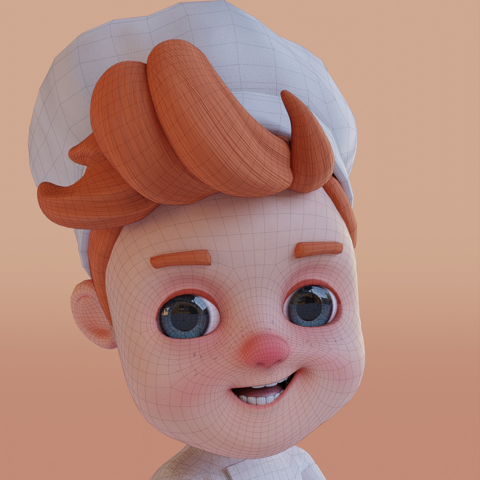 Chef Cartoon Low-poly 3D model_16