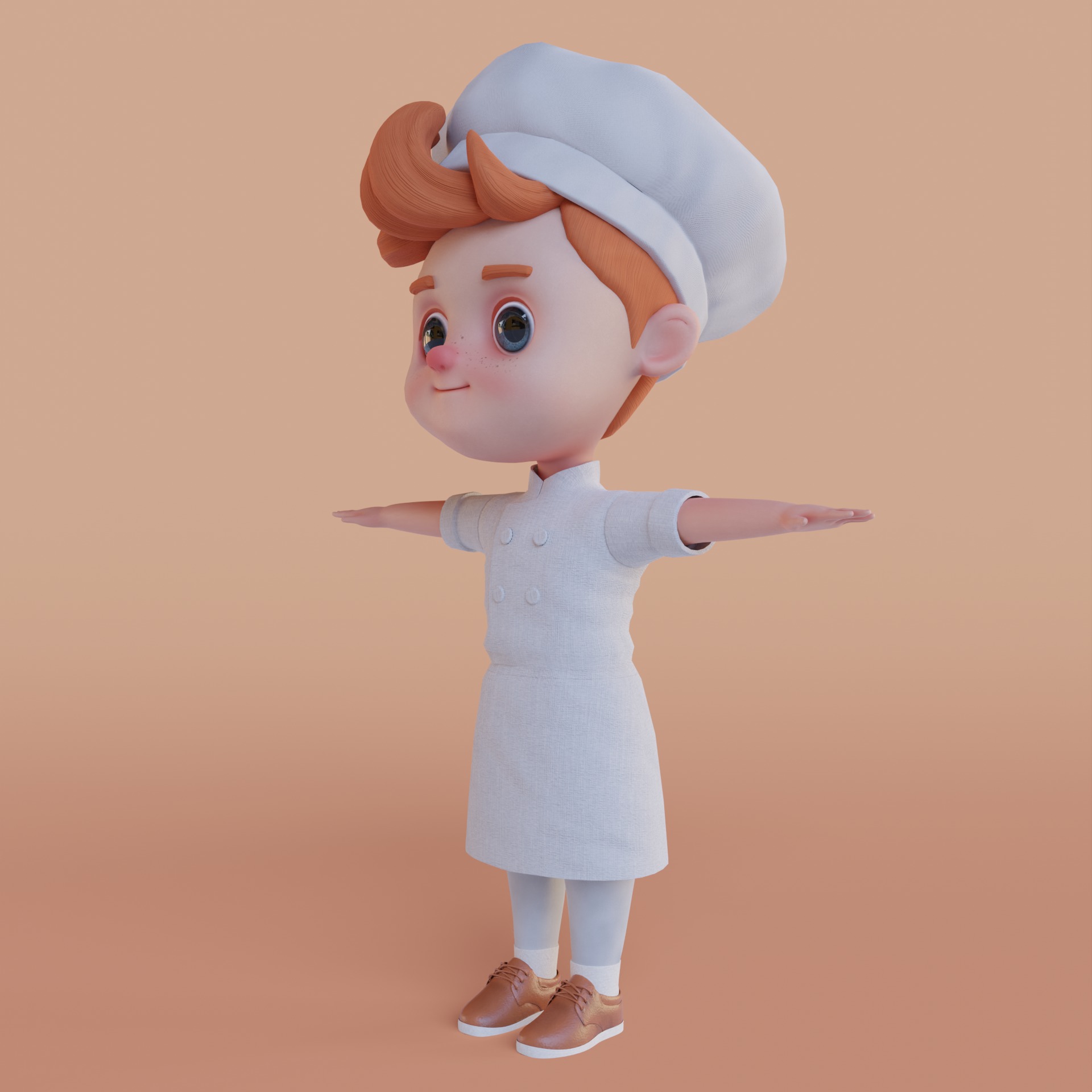 Chef Cartoon Low-poly 3D model_2