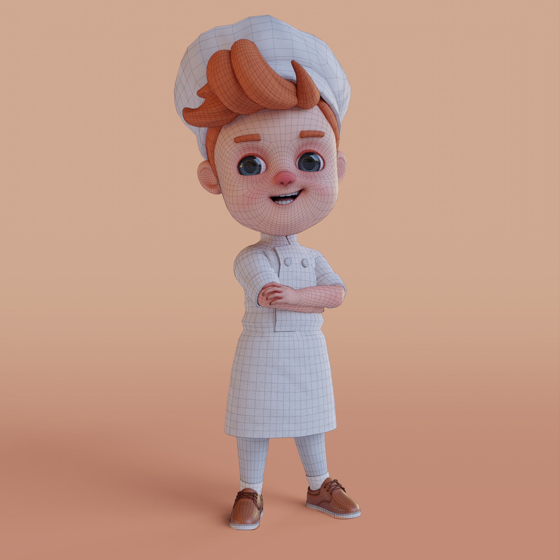 Chef Cartoon Low-poly 3D model_15