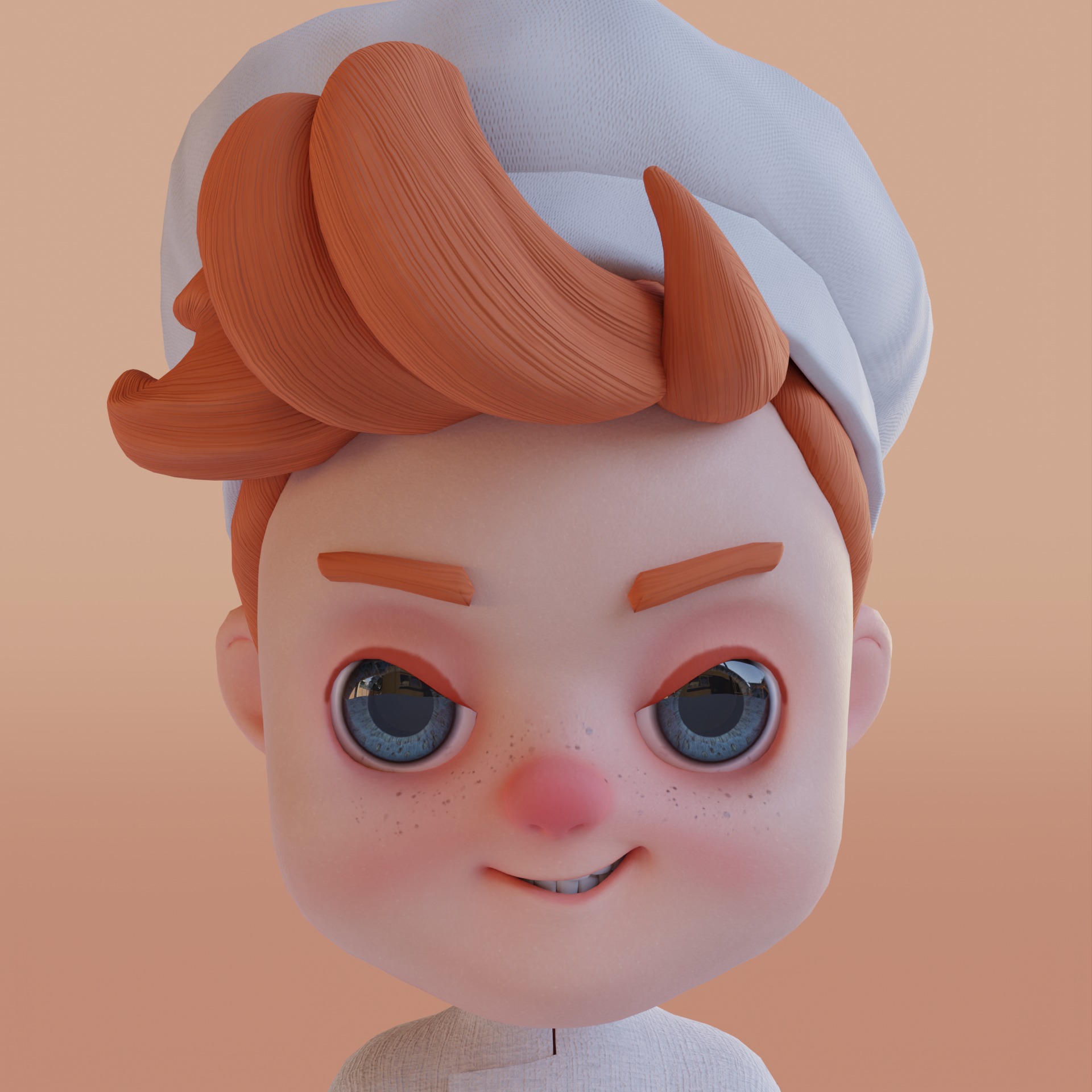 Chef Cartoon Low-poly 3D model_10