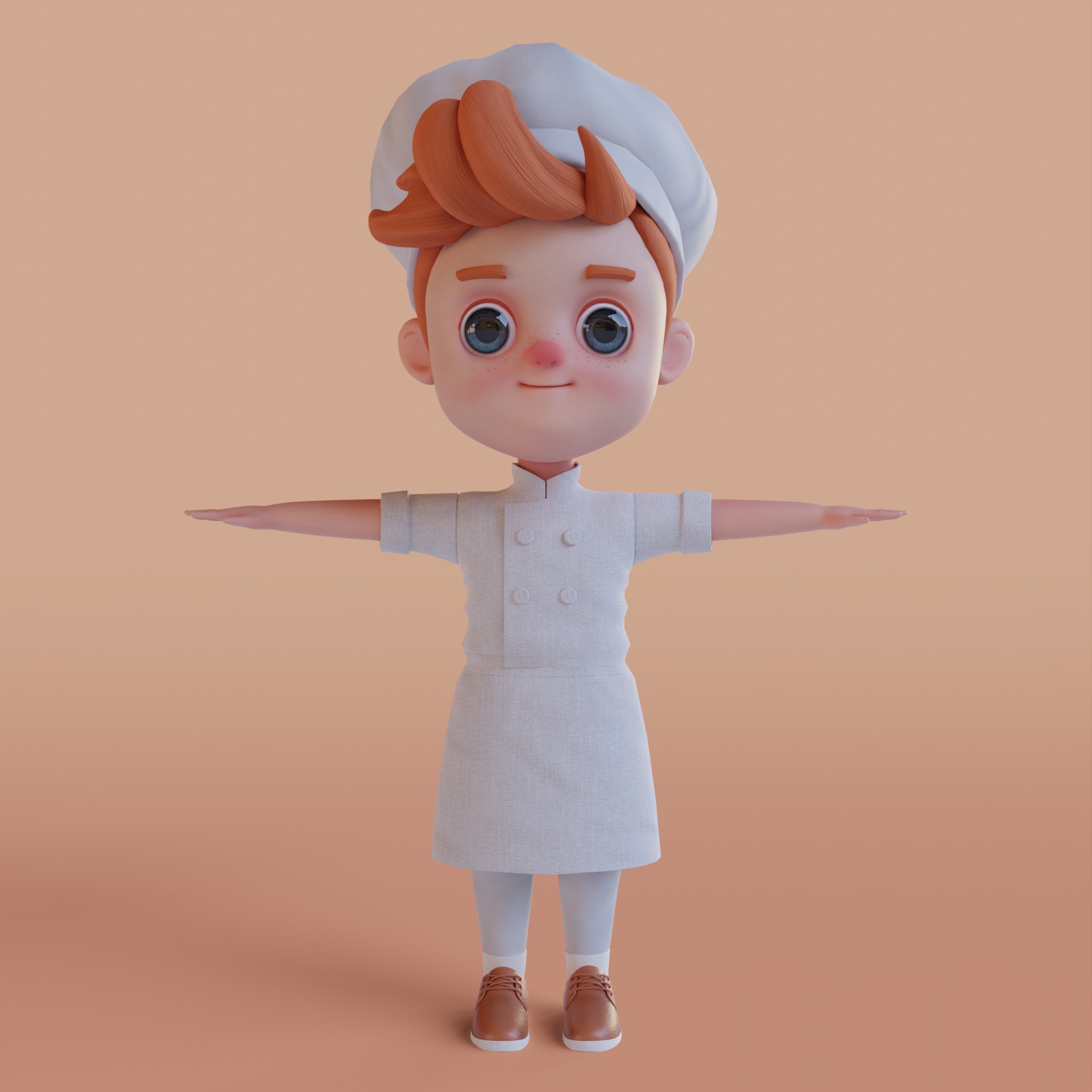 Chef Cartoon Low-poly 3D model_1