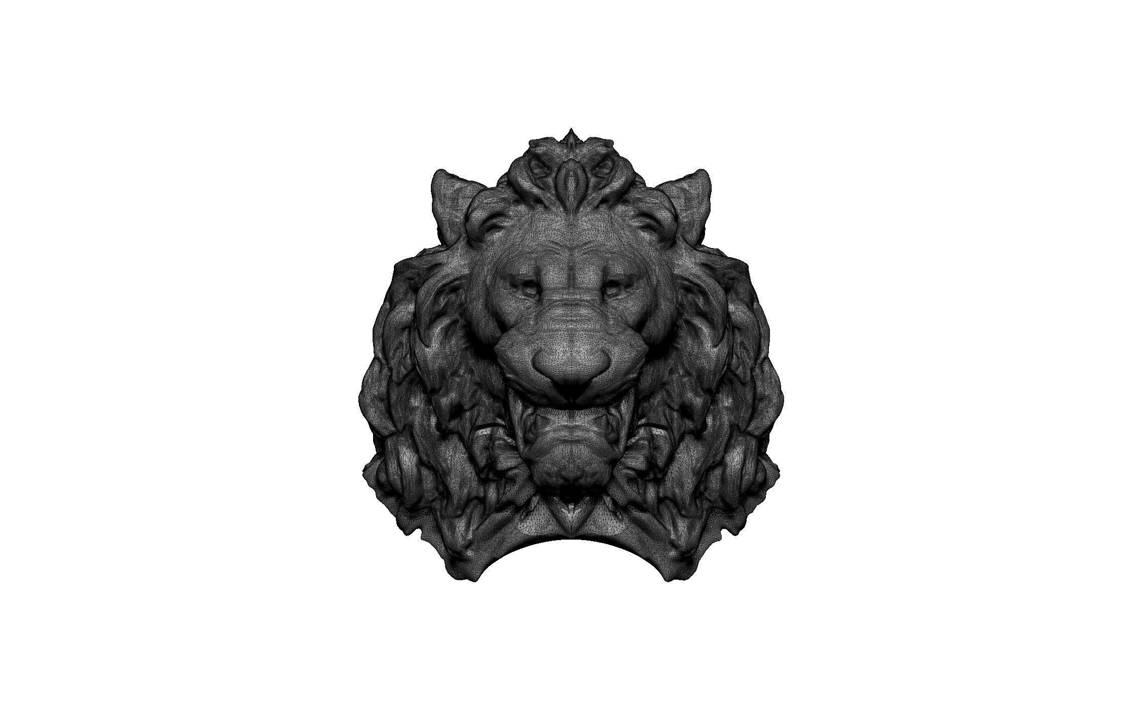 lion statue head 3D print model_5
