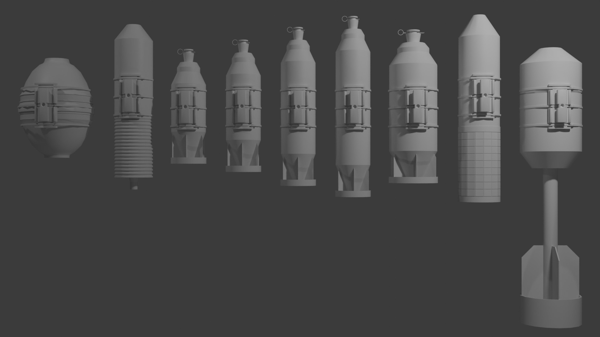 Bombs pack for DS2 downthrow FPV drone Low-poly 3D model_1