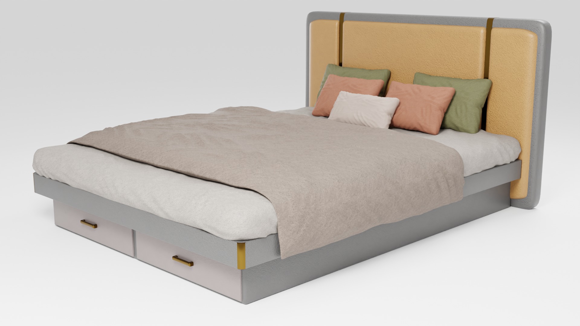 High quality bed with stylish design 3D model_4