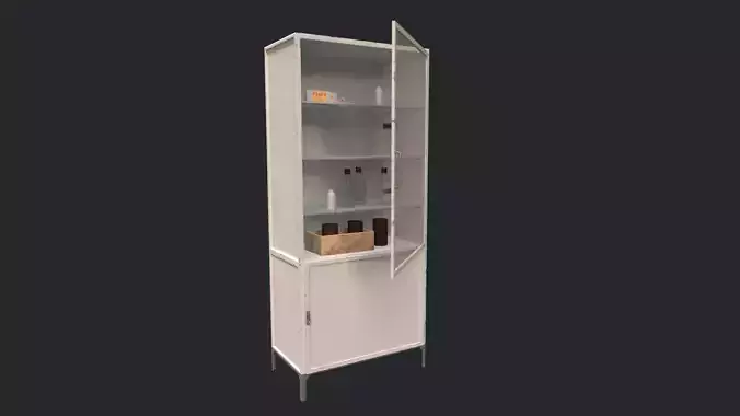3D Old Medicine Cabinet with Containers Game Asset Low-poly 3D model