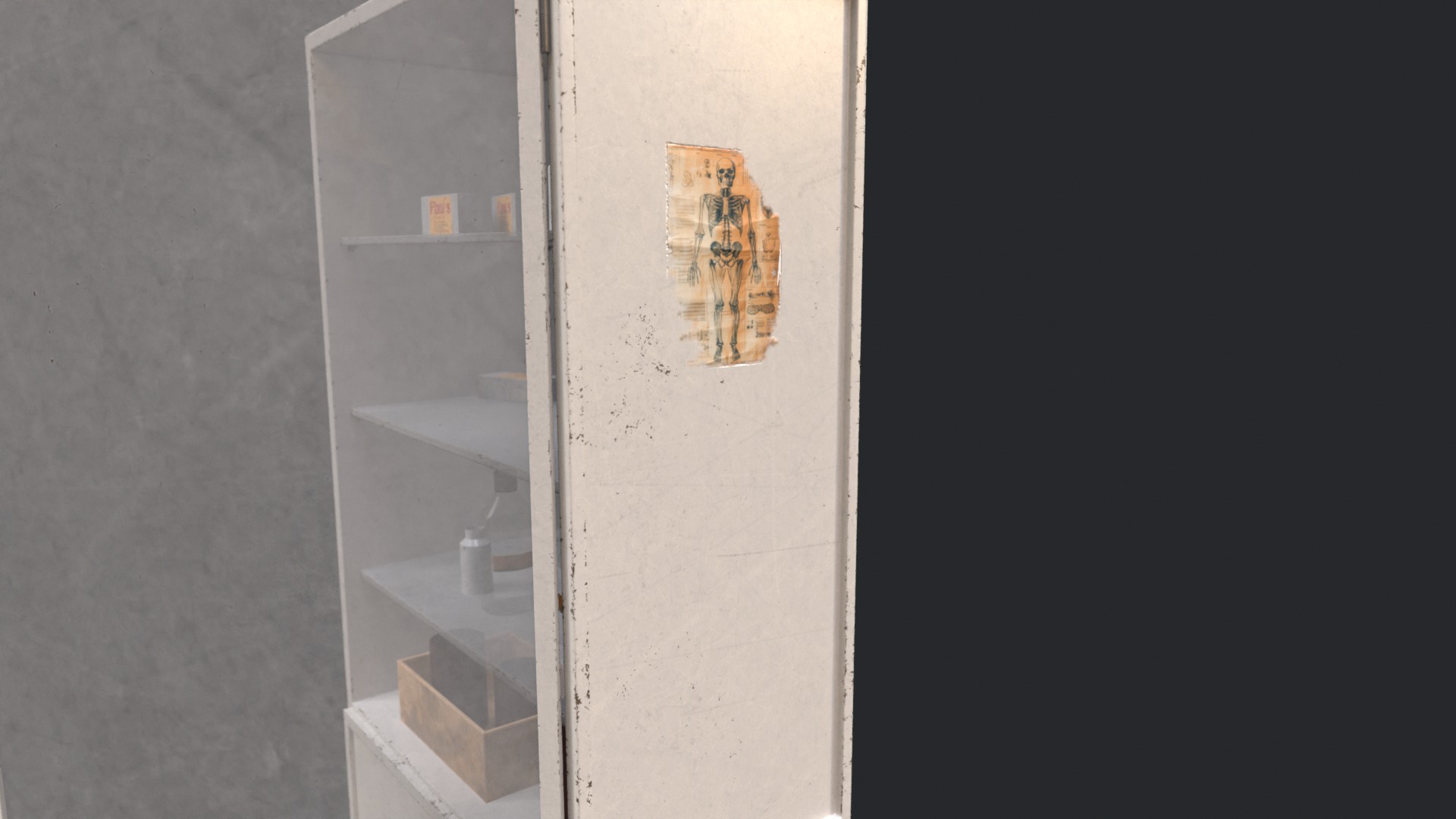 3D Old Medicine Cabinet with Containers Game Asset Low-poly 3D model_5