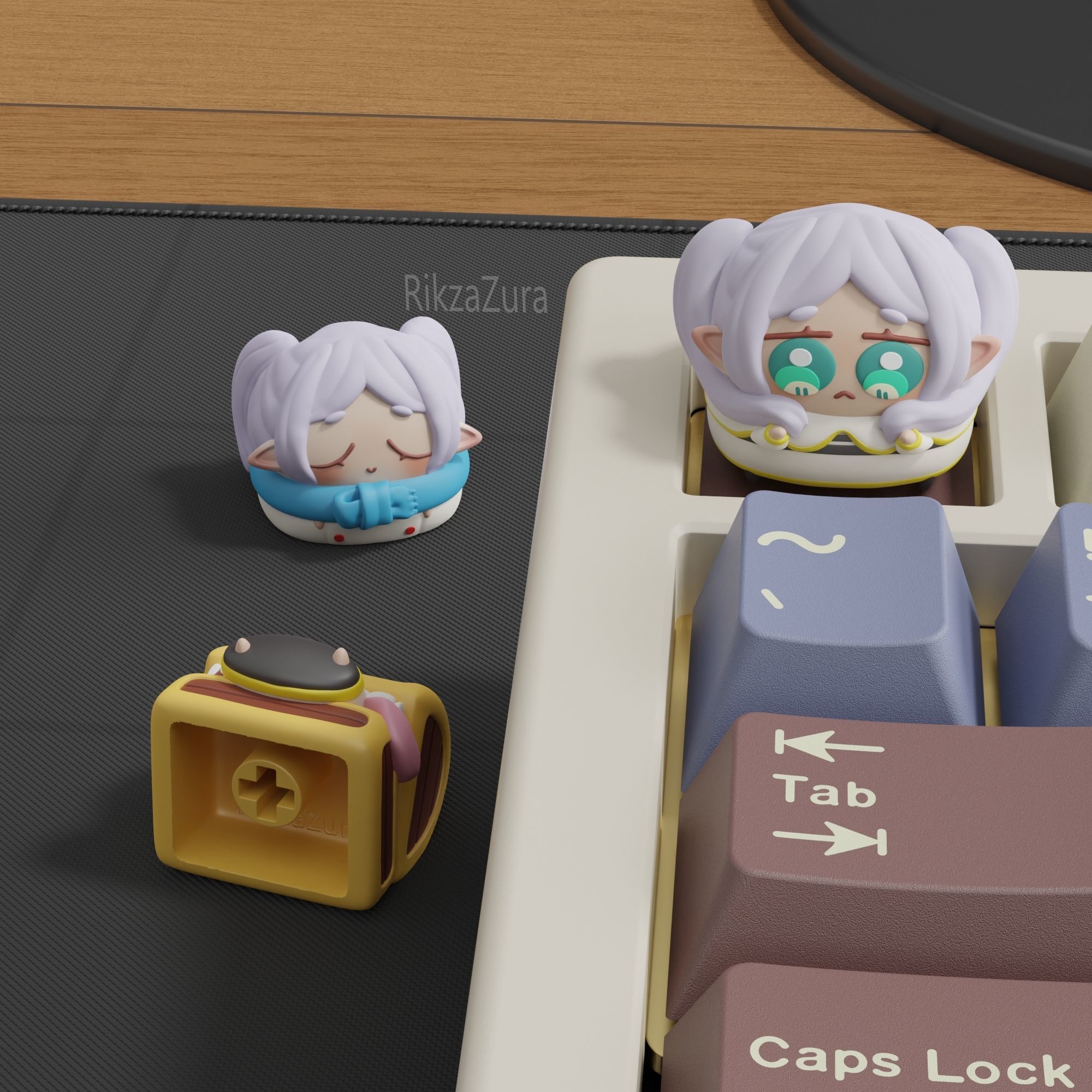 CUTE FRIEREN ANIME KEYCAPS - MECHANICAL KEYBOARD 3D print model_2