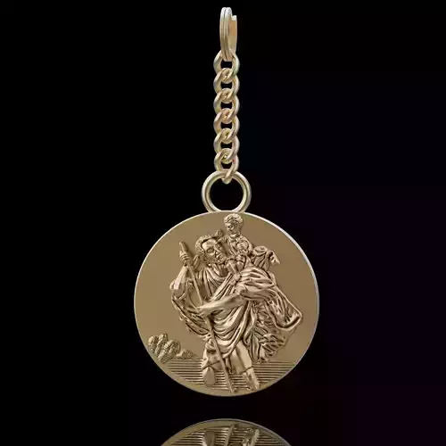 Saint Christopher key holder  gold printable 3D model 3D print model