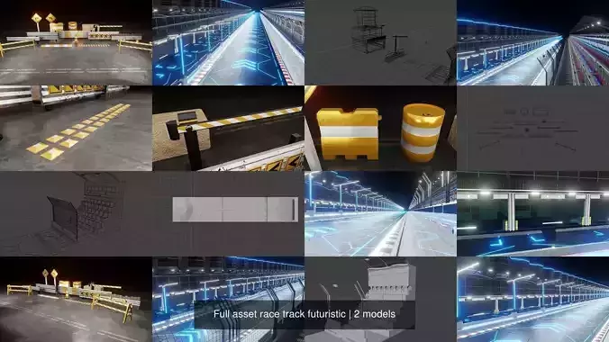 Full asset race track futuristic 3D Model Collection