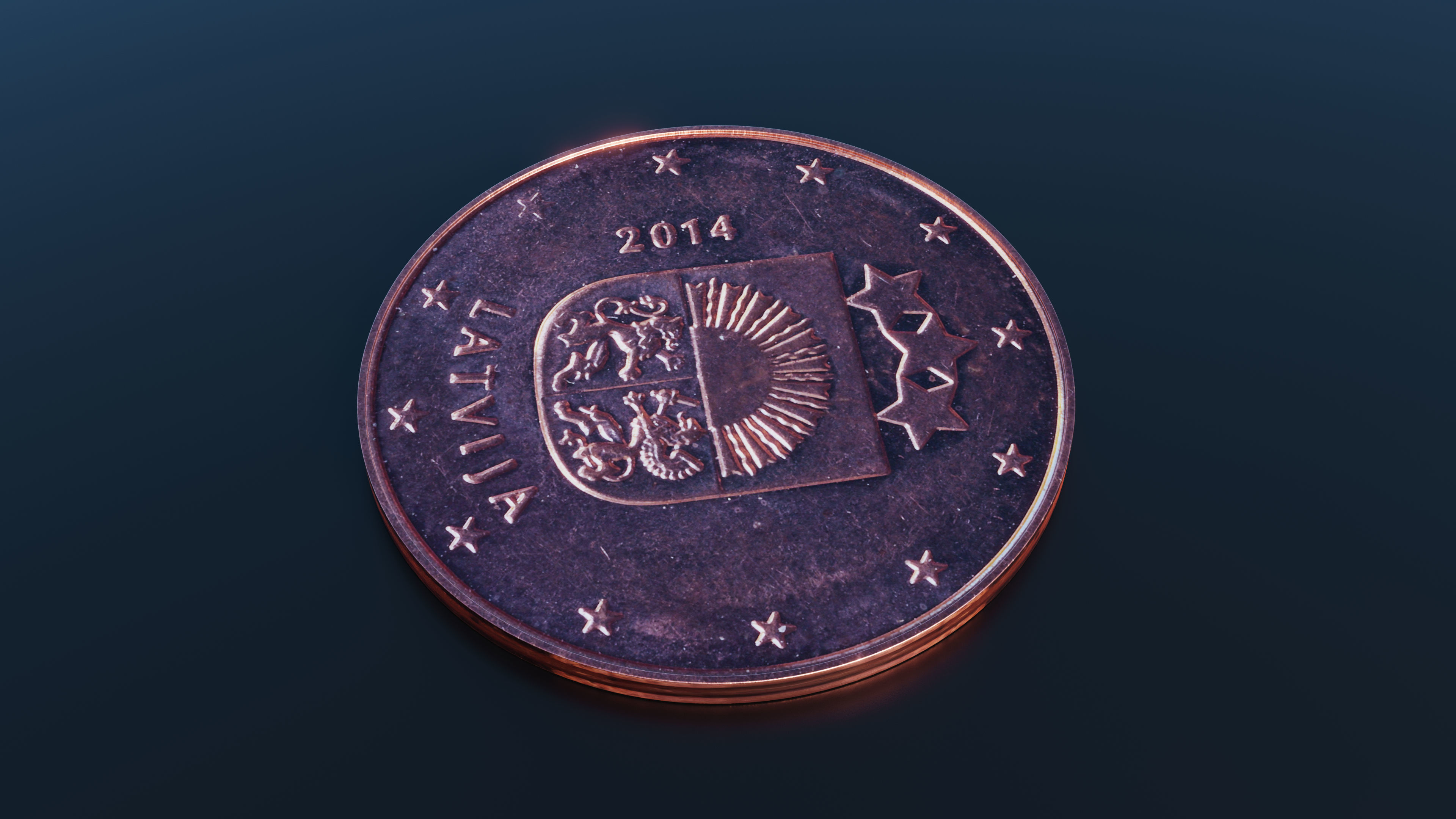 Euro cent coin Low-poly 3D model_3