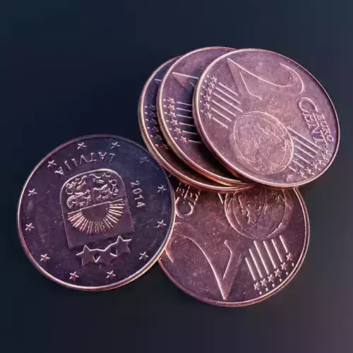 Euro cent coin Low-poly 3D model