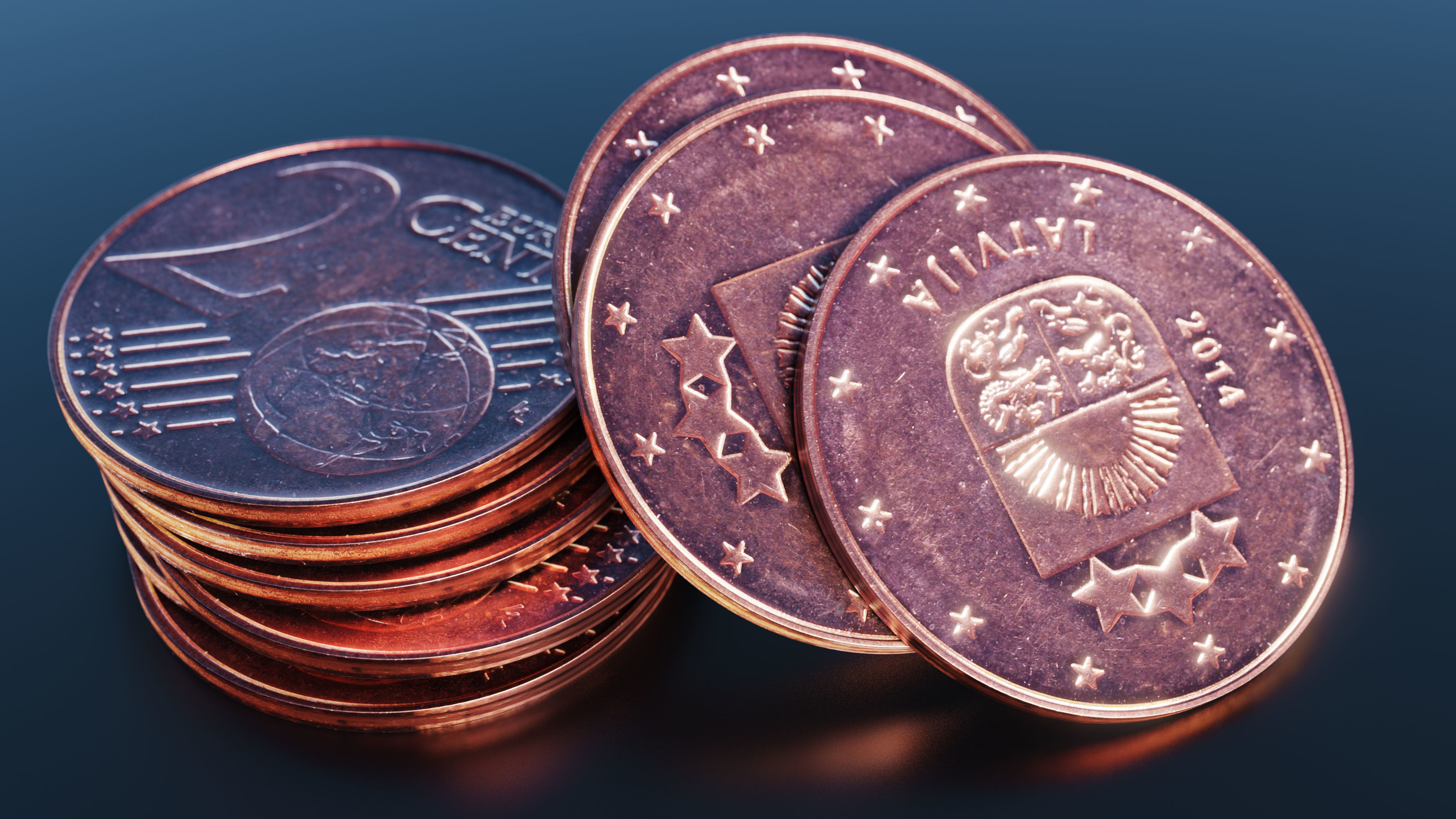 Euro cent coin Low-poly 3D model_1