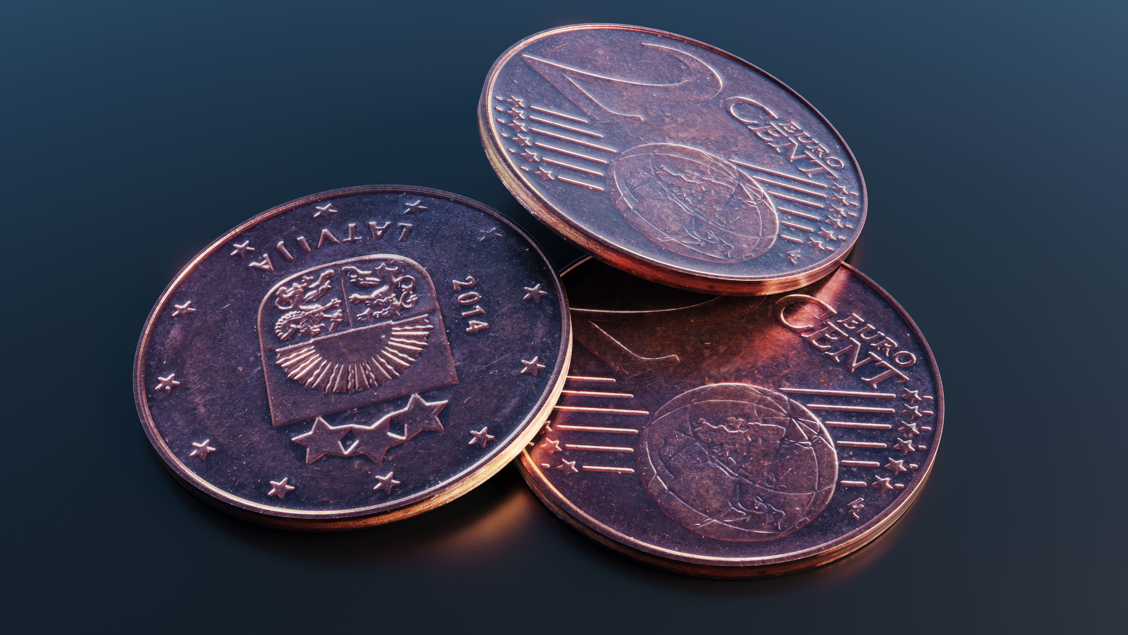 Euro cent coin Low-poly 3D model_8